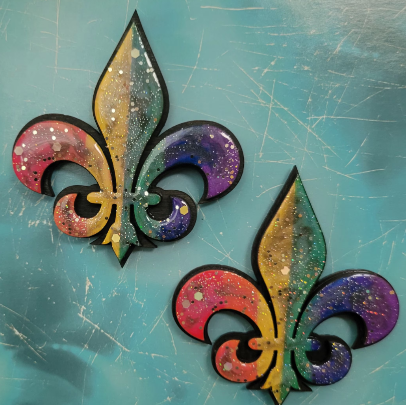 Fleur-de-lis Pride Rainbow Magnet with Glitter