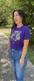 Tiger in Gold Foil on Purple T-shirt