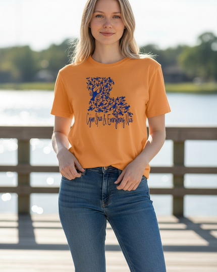 Louisiana Crawfish "Cajun Spice & Everything Nice!" Screen Print on Yellow Gold Triblend T-shirt