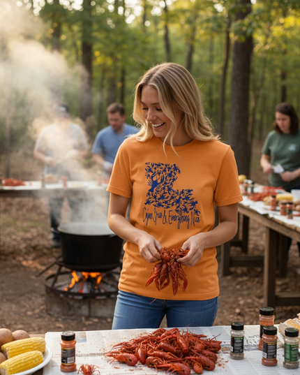 Louisiana Crawfish "Cajun Spice & Everything Nice!" Screen Print on Yellow Gold Triblend T-shirt