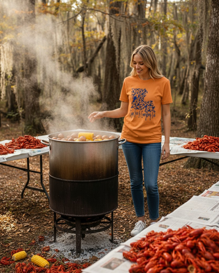 Louisiana Crawfish "Cajun Spice & Everything Nice!" Screen Print on Yellow Gold Triblend T-shirt