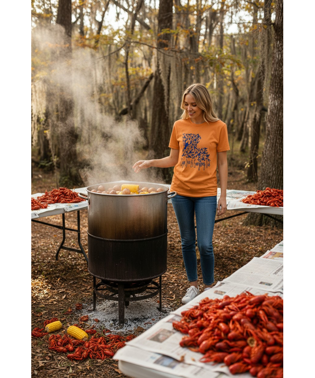 Louisiana Crawfish "Cajun Spice & Everything Nice!" Screen Print on Yellow Gold Triblend T-shirt