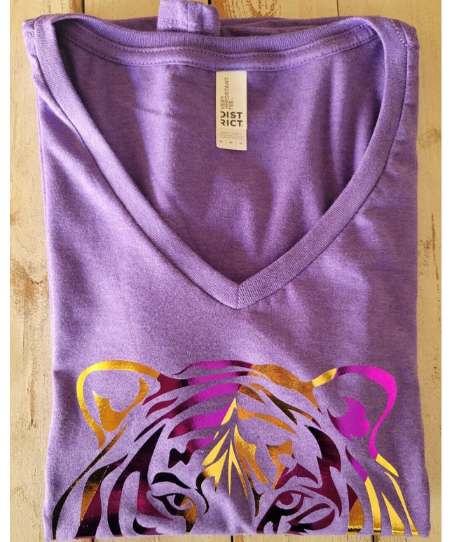 Tiger Gold and Purple Foil Stripe T-shirt
