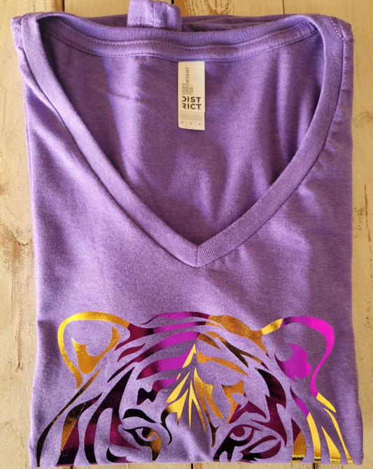 Tiger Gold and Purple Foil Stripe T-shirt