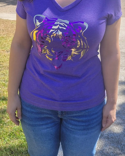 Tiger Gold and Purple Foil Stripe T-shirt
