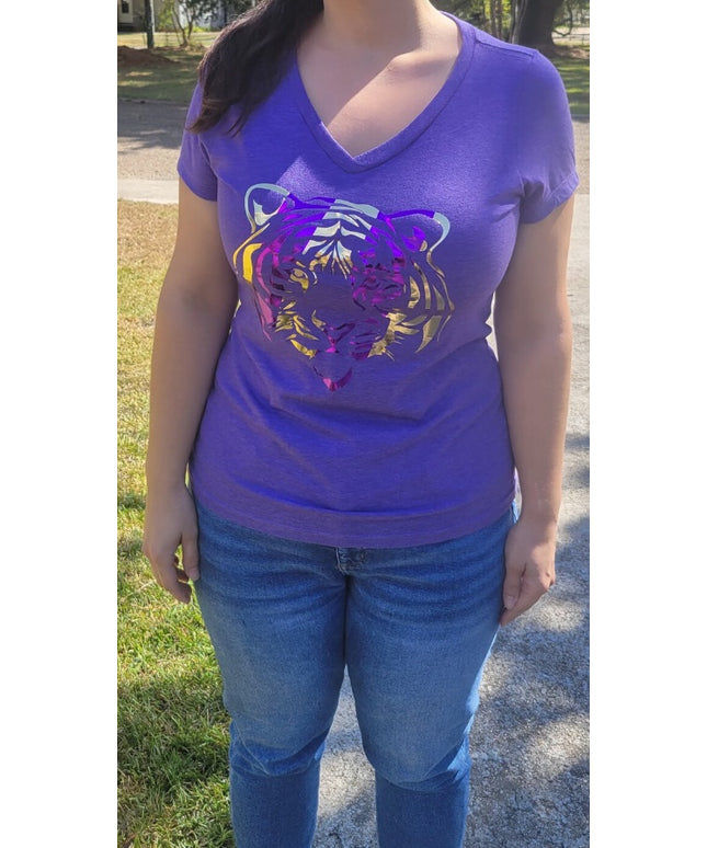 Tiger Gold and Purple Foil Stripe T-shirt