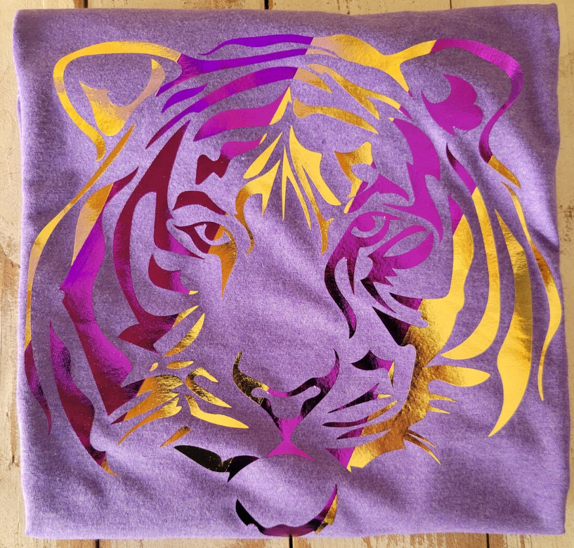 Tiger Gold and Purple Foil Stripe T-shirt