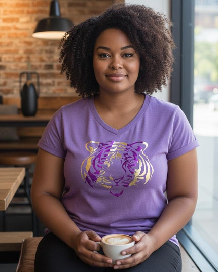 Tiger Gold and Purple Foil Stripe T-shirt