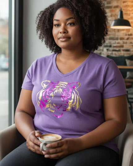 Tiger Gold and Purple Foil Stripe T-shirt